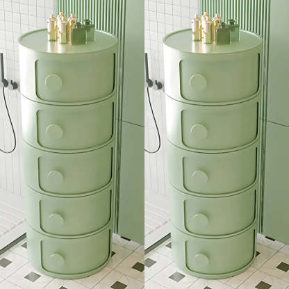 Modern Round White Acrylic Cabinet Nightstand