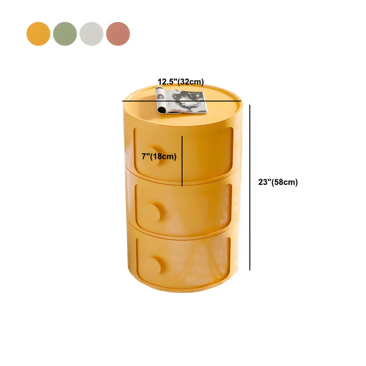 Modern Round White Acrylic Cabinet Nightstand