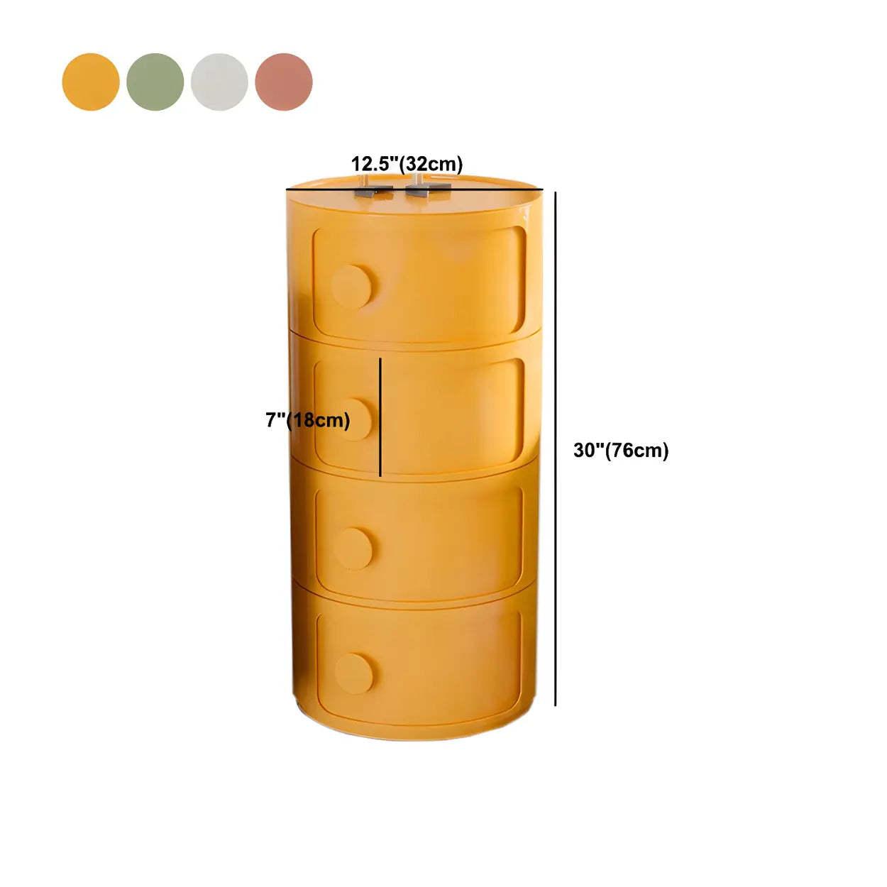 Modern Round White Acrylic Cabinet Nightstand