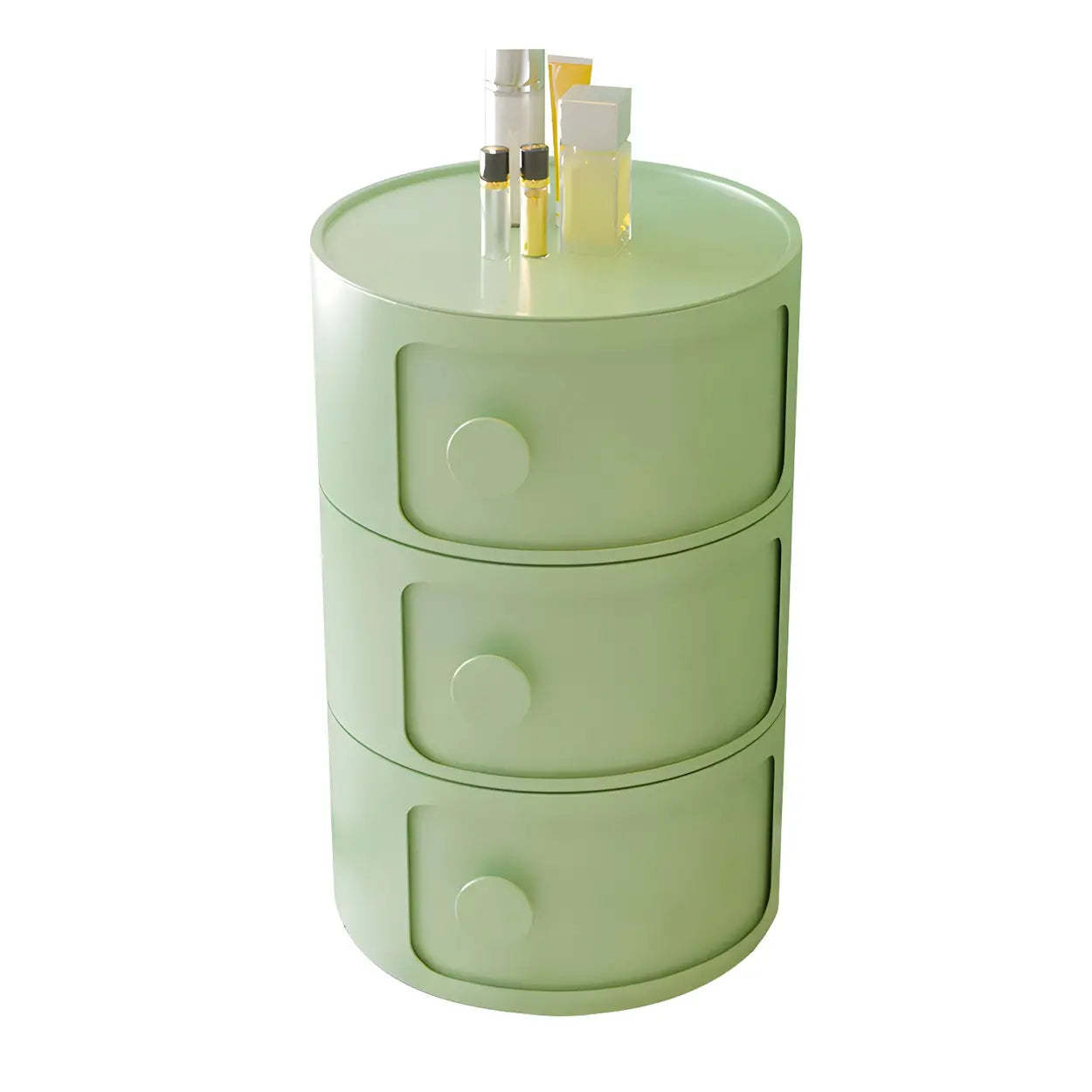 Modern Round White Acrylic Cabinet Nightstand — Yellow / 1 Piece / 3
