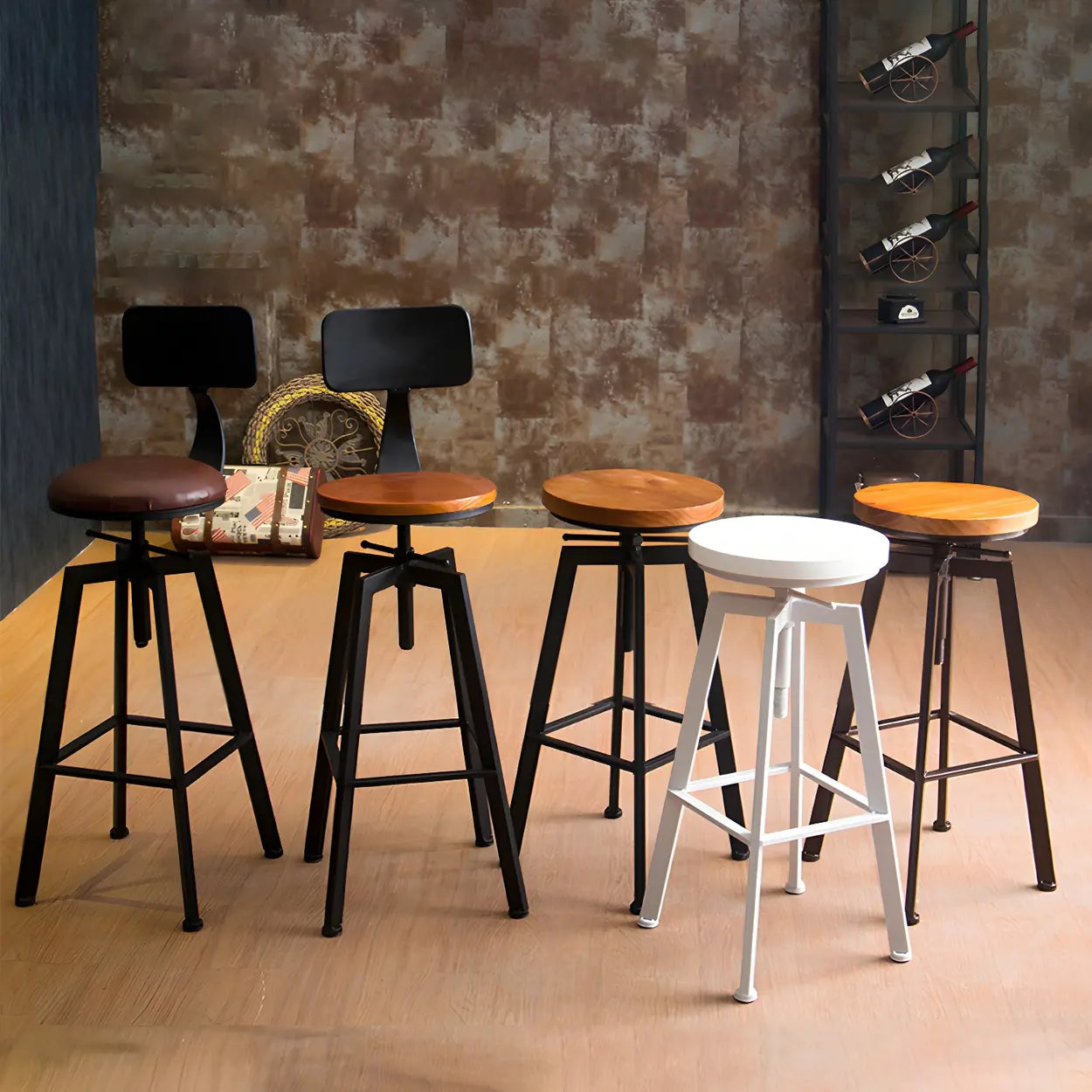 Round Wood Backless Counter Stool