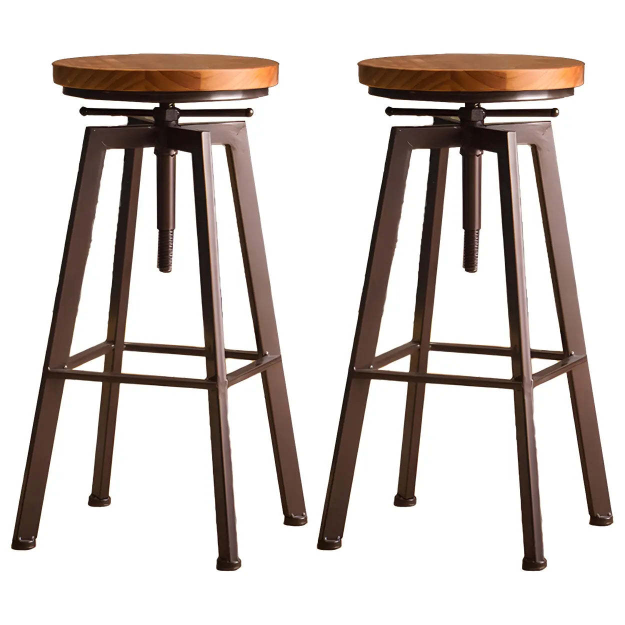 Round Wood Backless Counter Stool — Coffee / 2 Piece Set