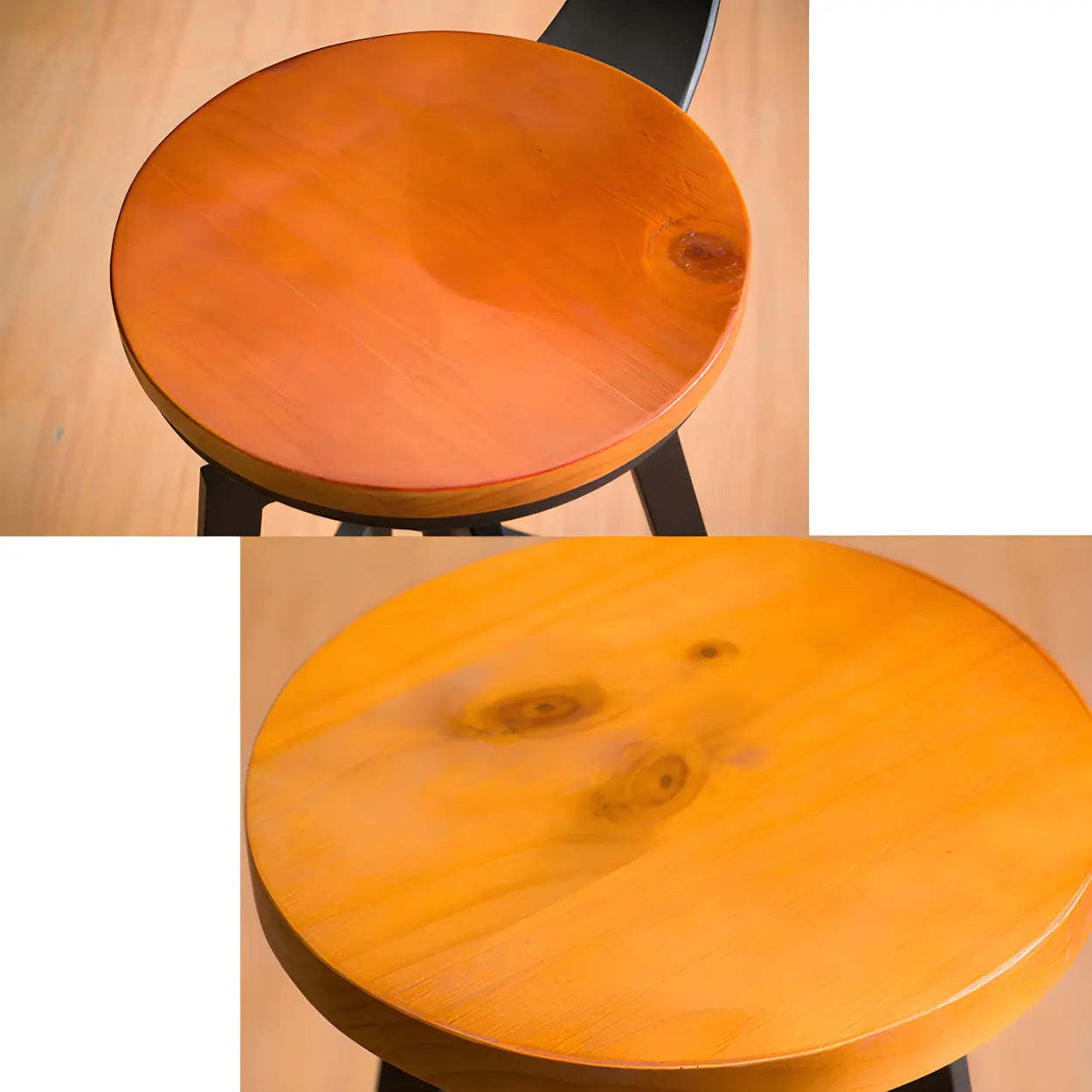 Round Wood Backless Counter Stool — Bronze / 4 Piece Set