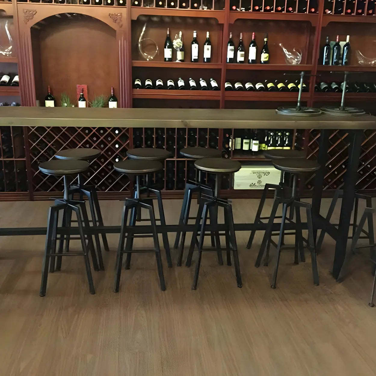 Round Wood Backless Counter Stool