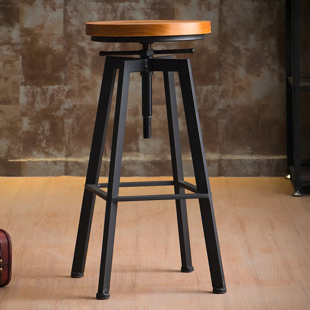 Round Wood Backless Counter Stool