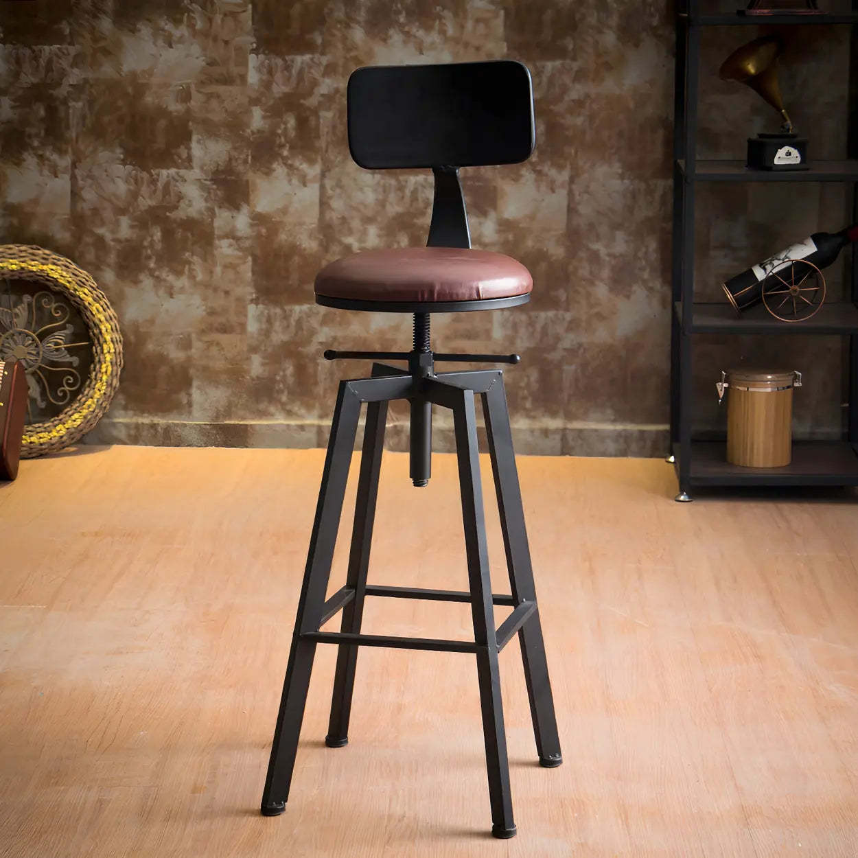 Round Wood Backless Counter Stool