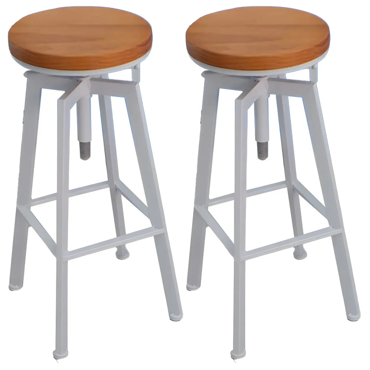 Round Wood Backless Counter Stool — White / 4 Piece Set