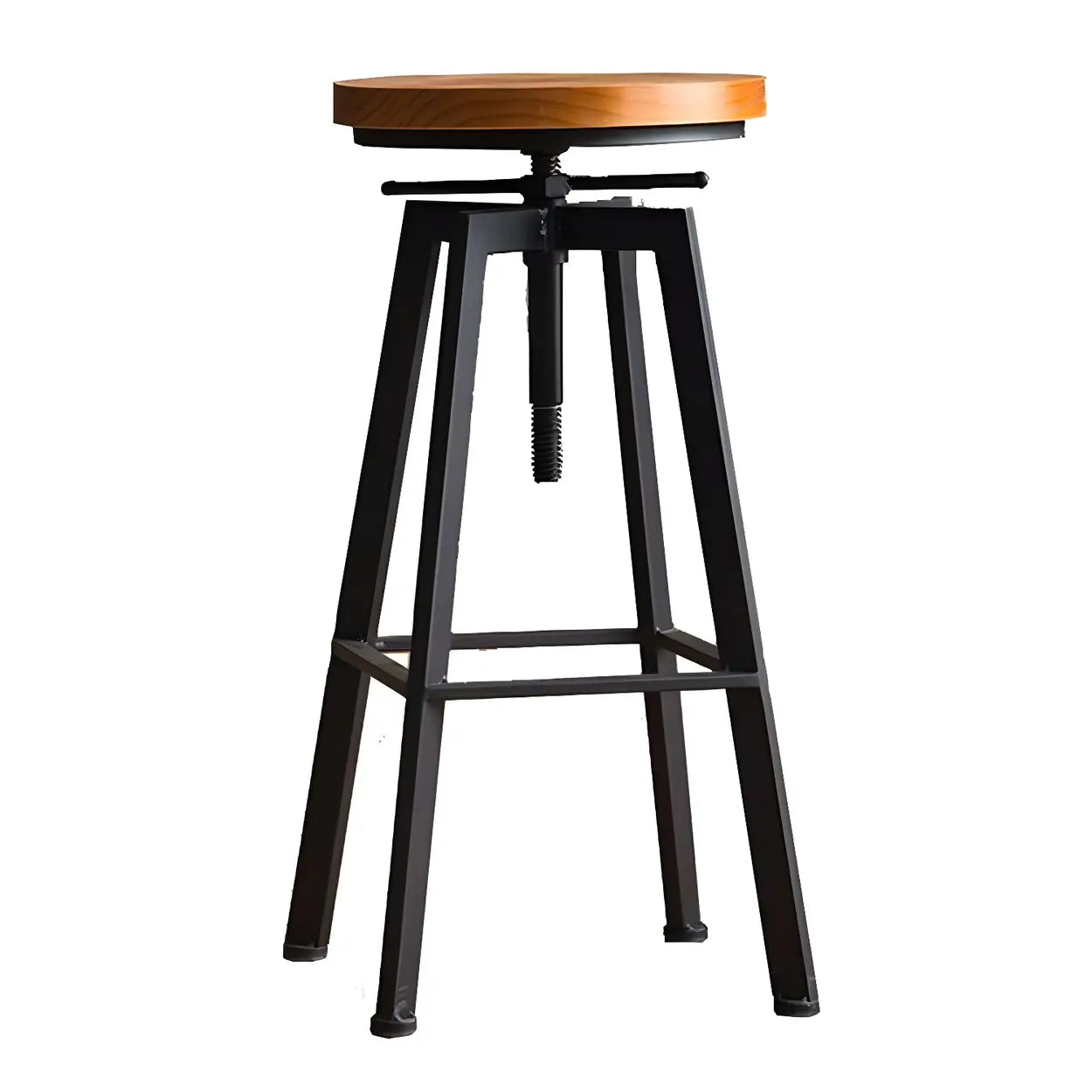 Round Wood Backless Counter Stool — Natural Finish / 4 Piece Set