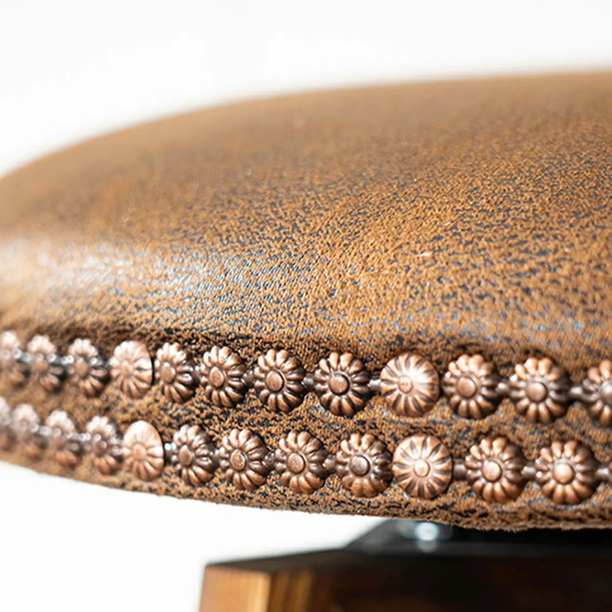 Round Wood Frame Faux Leather Pine Bar Stool — 1 Piece / Pink