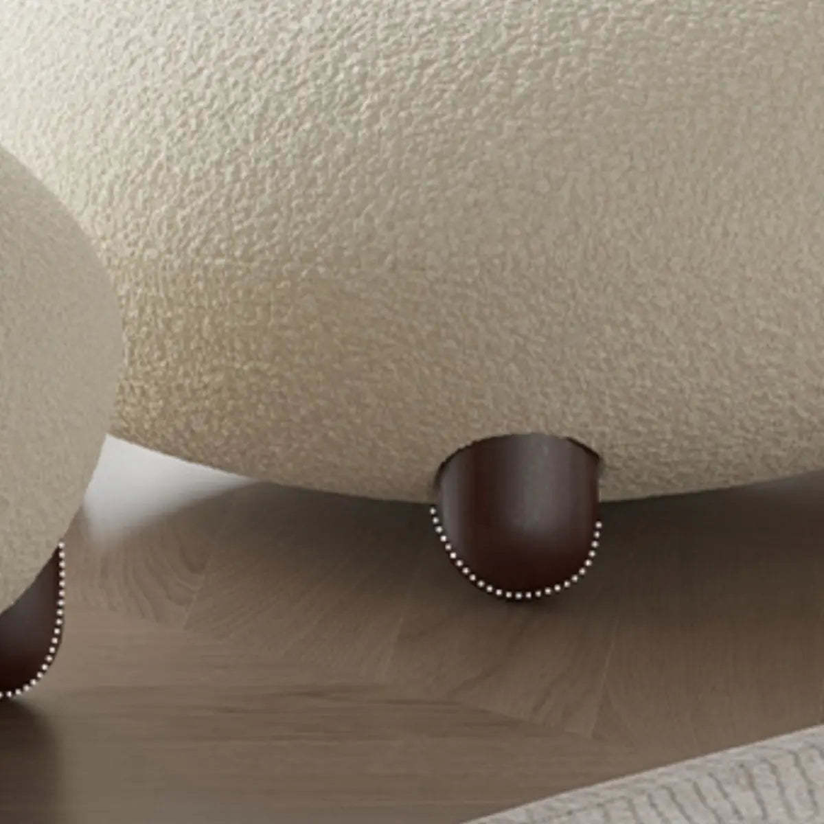 Rounded Beige Sherpa Four Leg Side Chair