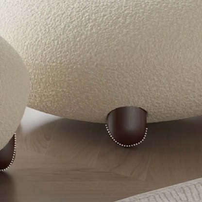 Rounded Beige Sherpa Four Leg Side Chair