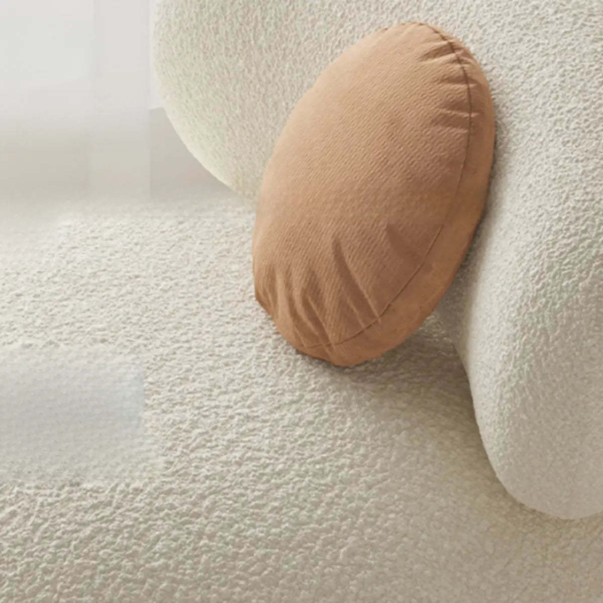 Rounded Beige Sherpa Four Leg Side Chair