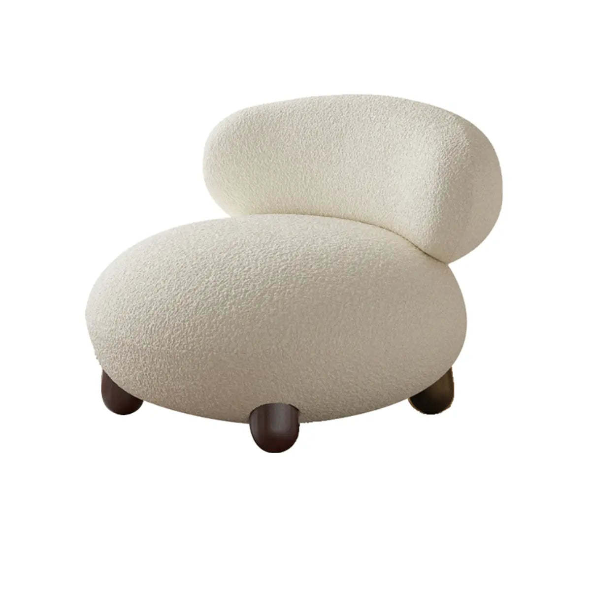 Rounded Beige Sherpa Four Leg Side Chair — Beige / Sherpa