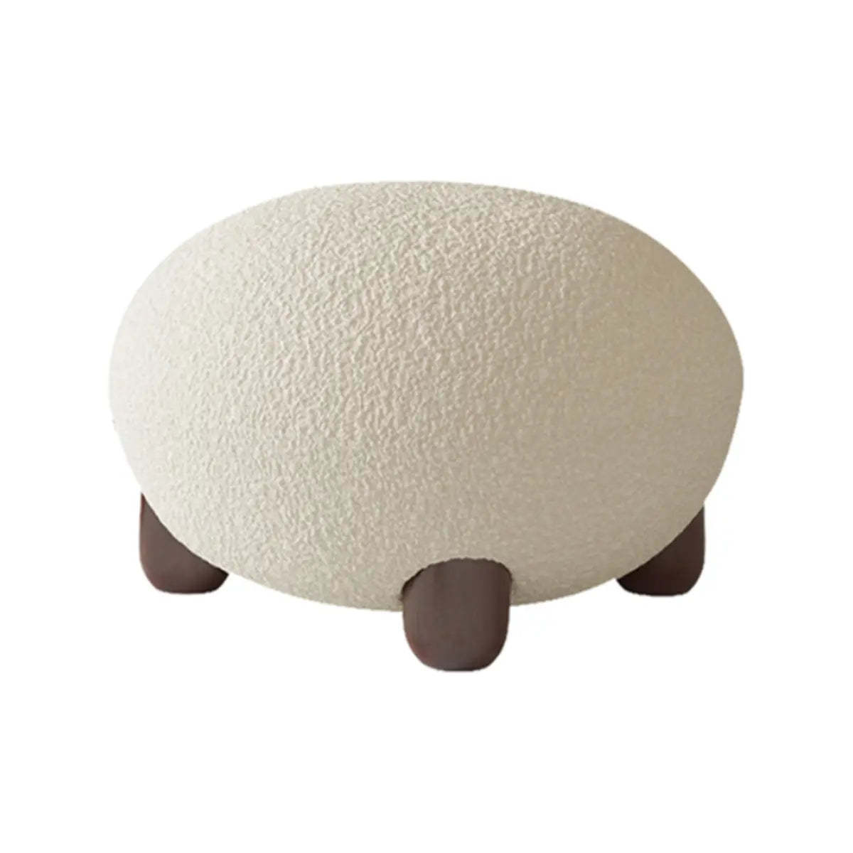 Rounded Beige Sherpa Four Leg Side Chair — Apricot / Sherpa