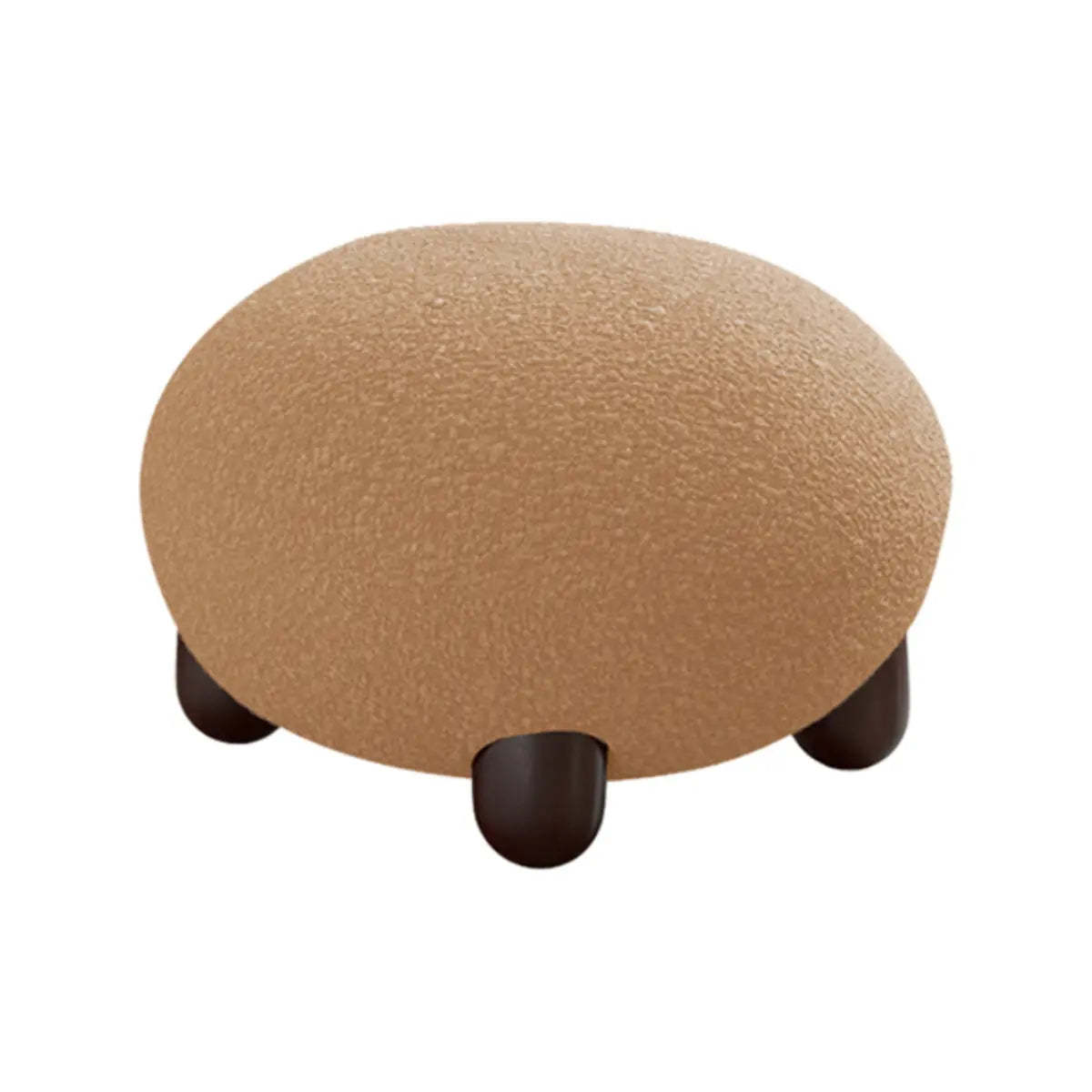 Rounded Beige Sherpa Four Leg Side Chair