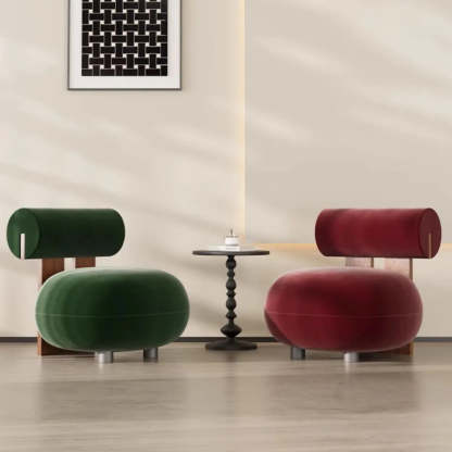 Rounded White Frosted Velvet Accent Chair