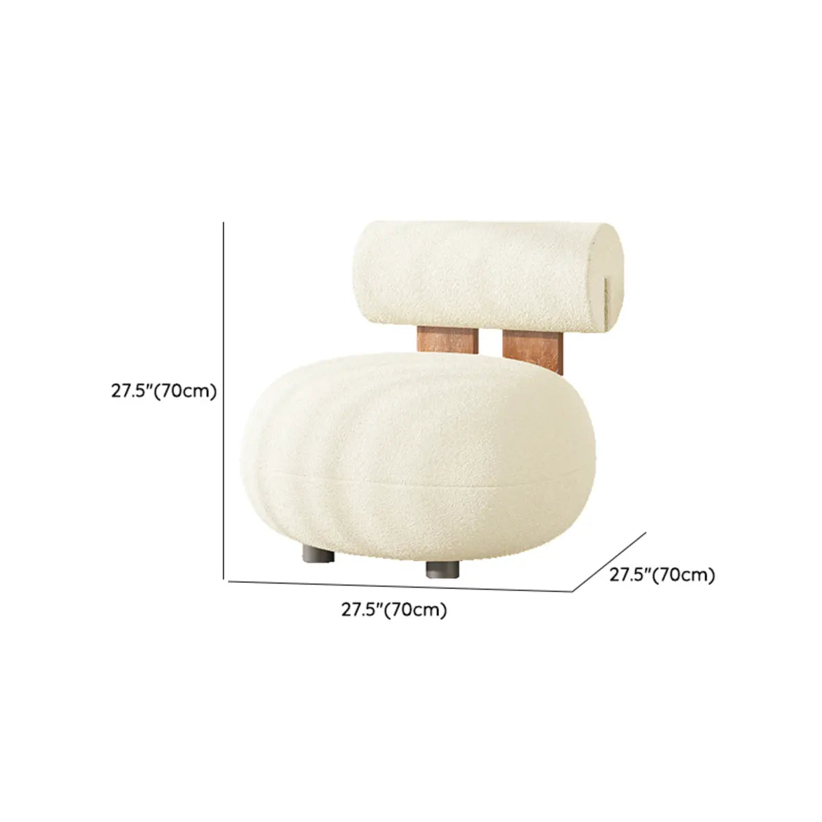 Rounded White Frosted Velvet Accent Chair