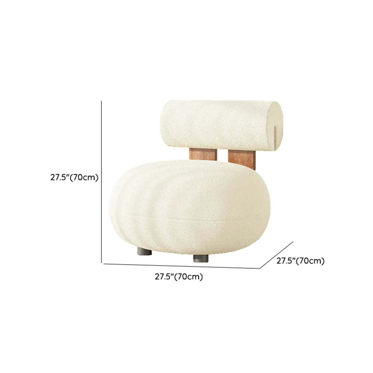 Rounded White Frosted Velvet Accent Chair
