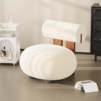 Rounded White Frosted Velvet Accent Chair — Blackish Green / Frosted Velvet