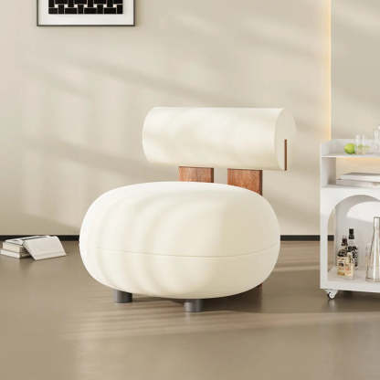 Rounded White Frosted Velvet Accent Chair — Red / Frosted Velvet