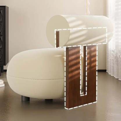 Rounded White Frosted Velvet Accent Chair — White / Frosted Velvet