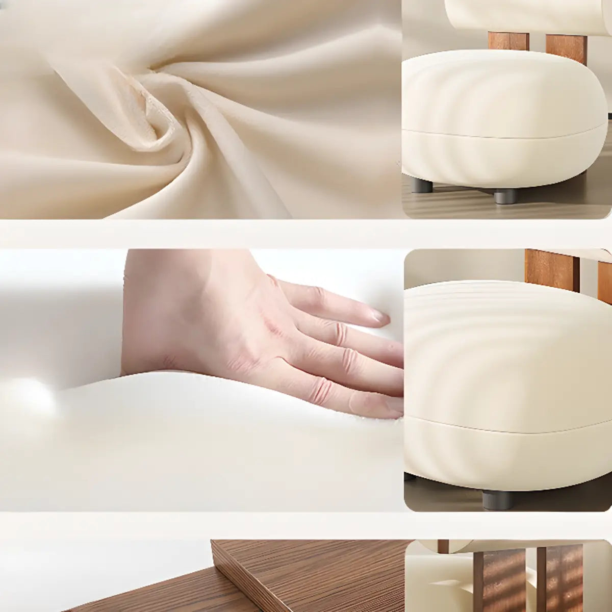 Rounded White Frosted Velvet Accent Chair