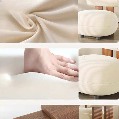 Rounded White Frosted Velvet Accent Chair