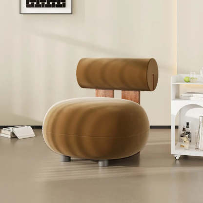 Rounded White Frosted Velvet Accent Chair