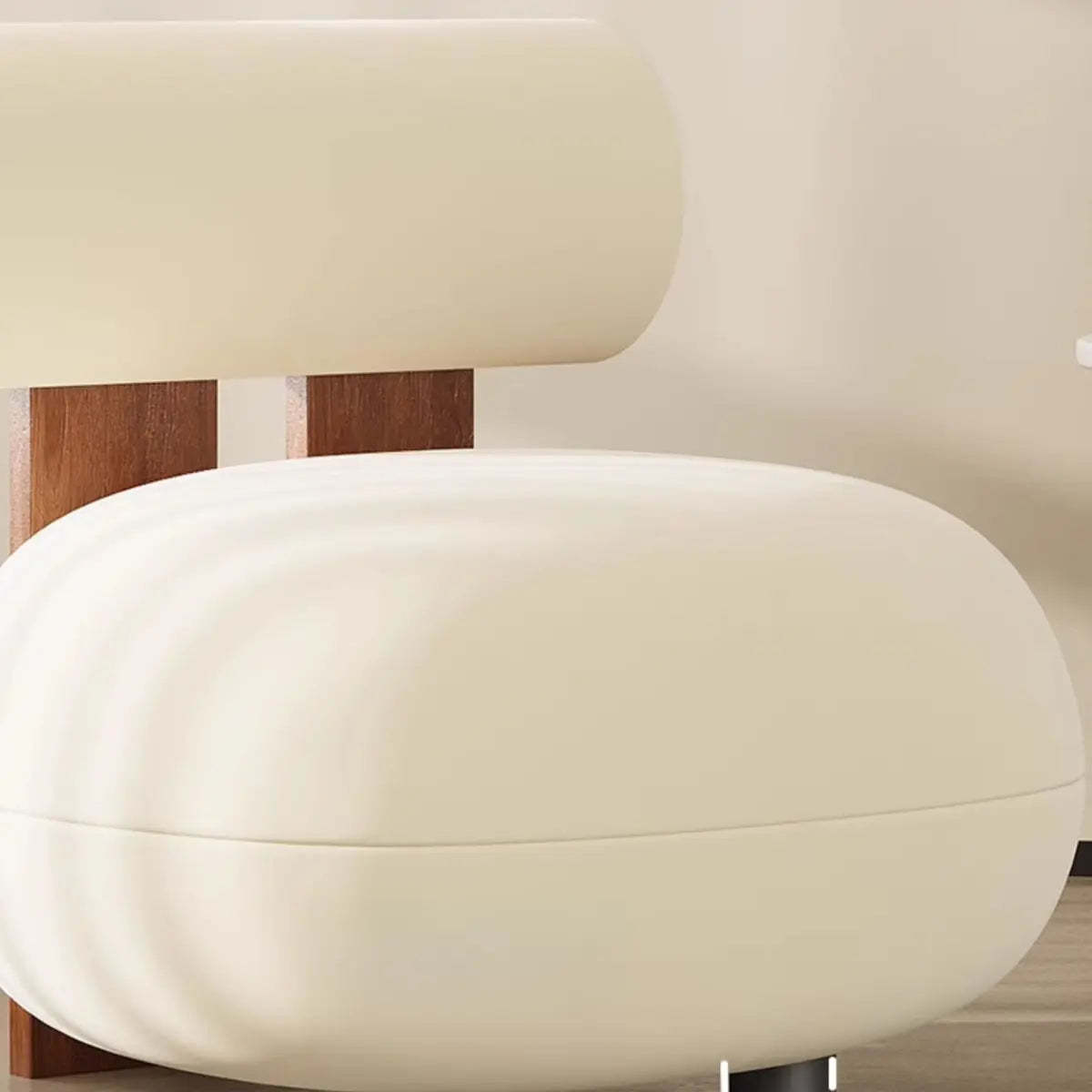 Rounded White Frosted Velvet Accent Chair