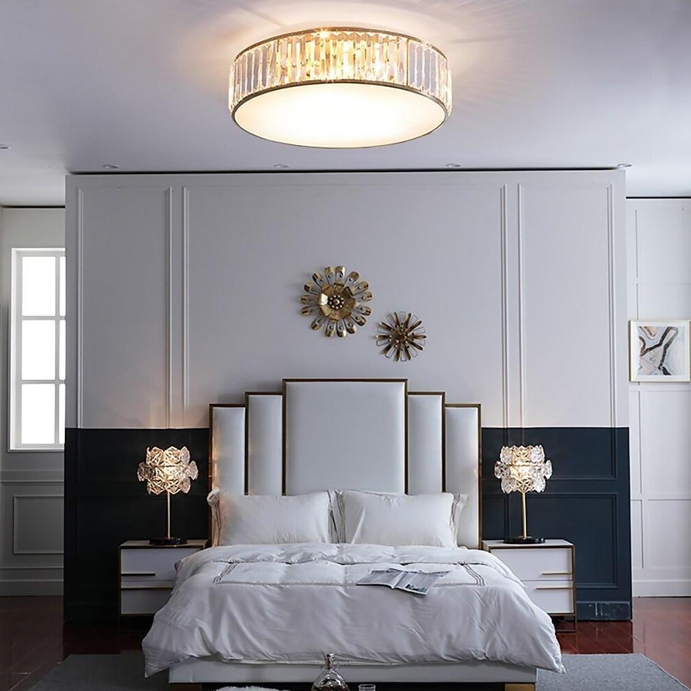 Drum-shaped LED Crystal Nordic Ceiling Lights Flush Mount Lighting-Lighom