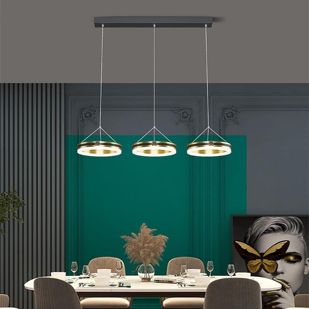 Lighom modern 3-circle white chandeliers in synthetic — Dimmable with Remote