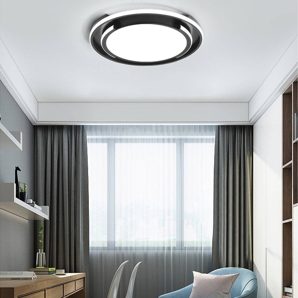 Black nordic circular flush mount lighting — Dimmable with Remote