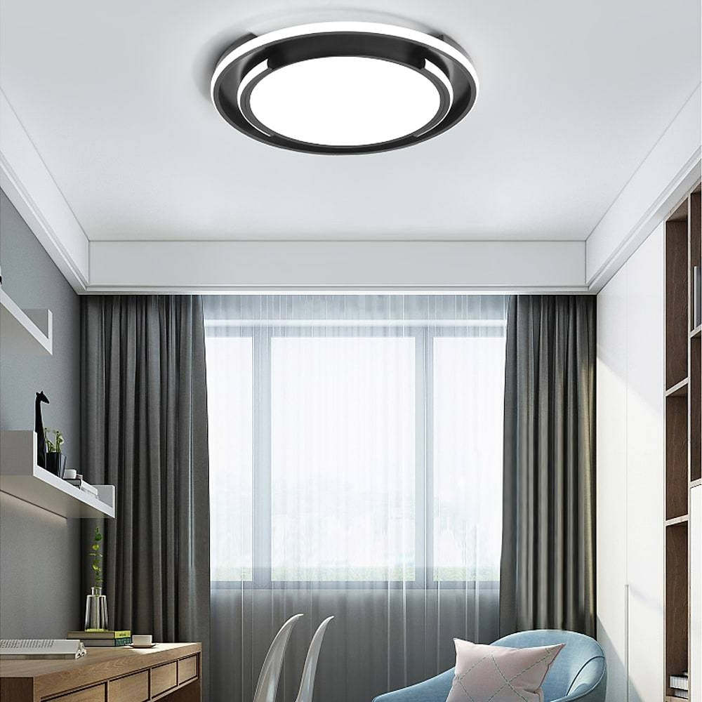 Circular Design Dimmable LED Black Nordic Ceiling Lights Flush Mount Lighting-Lighom