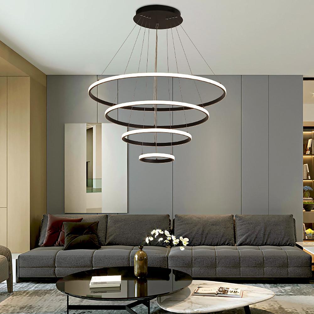 Modern 3-Ring Acrylic Aluminum LED Pendant Ceiling Light — 3-Ring / Gold