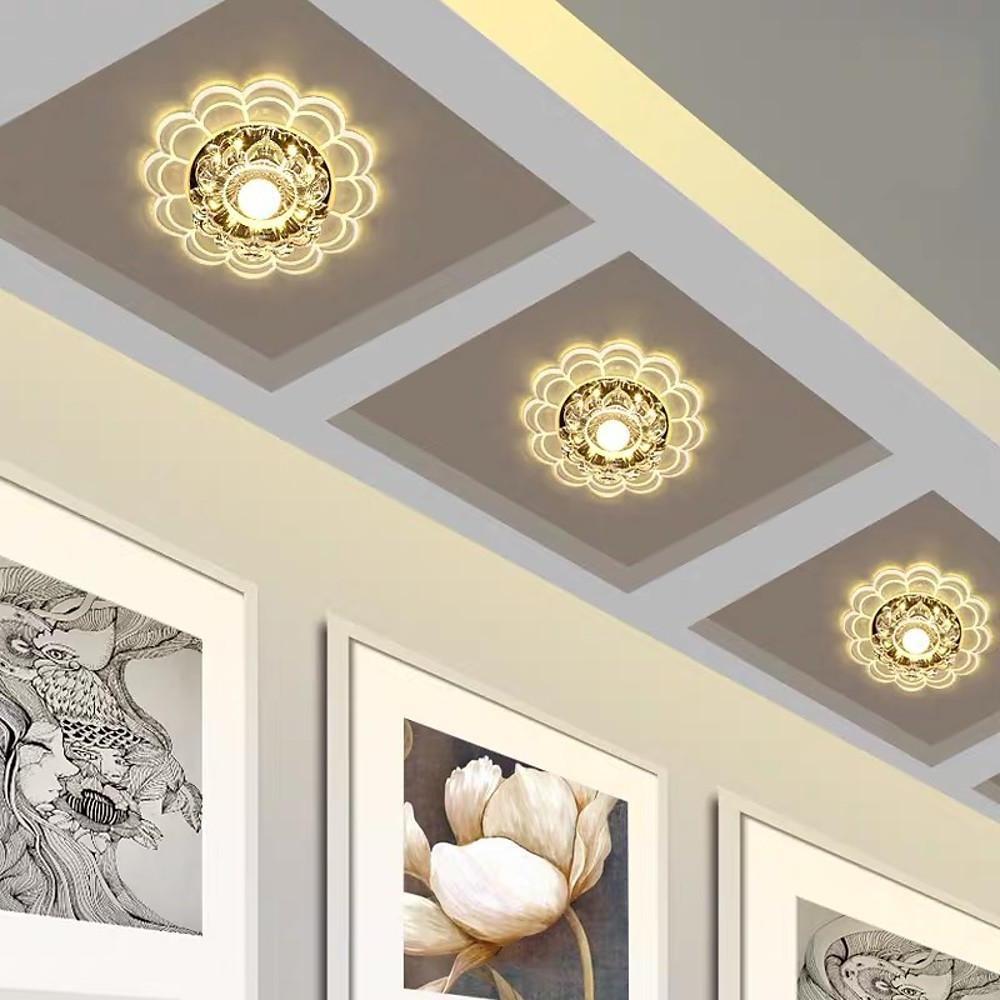 Flower Effect Entryway Lighting Crystal Metal LED Flush Mount Ceiling Light for Baby Kids-Lighom