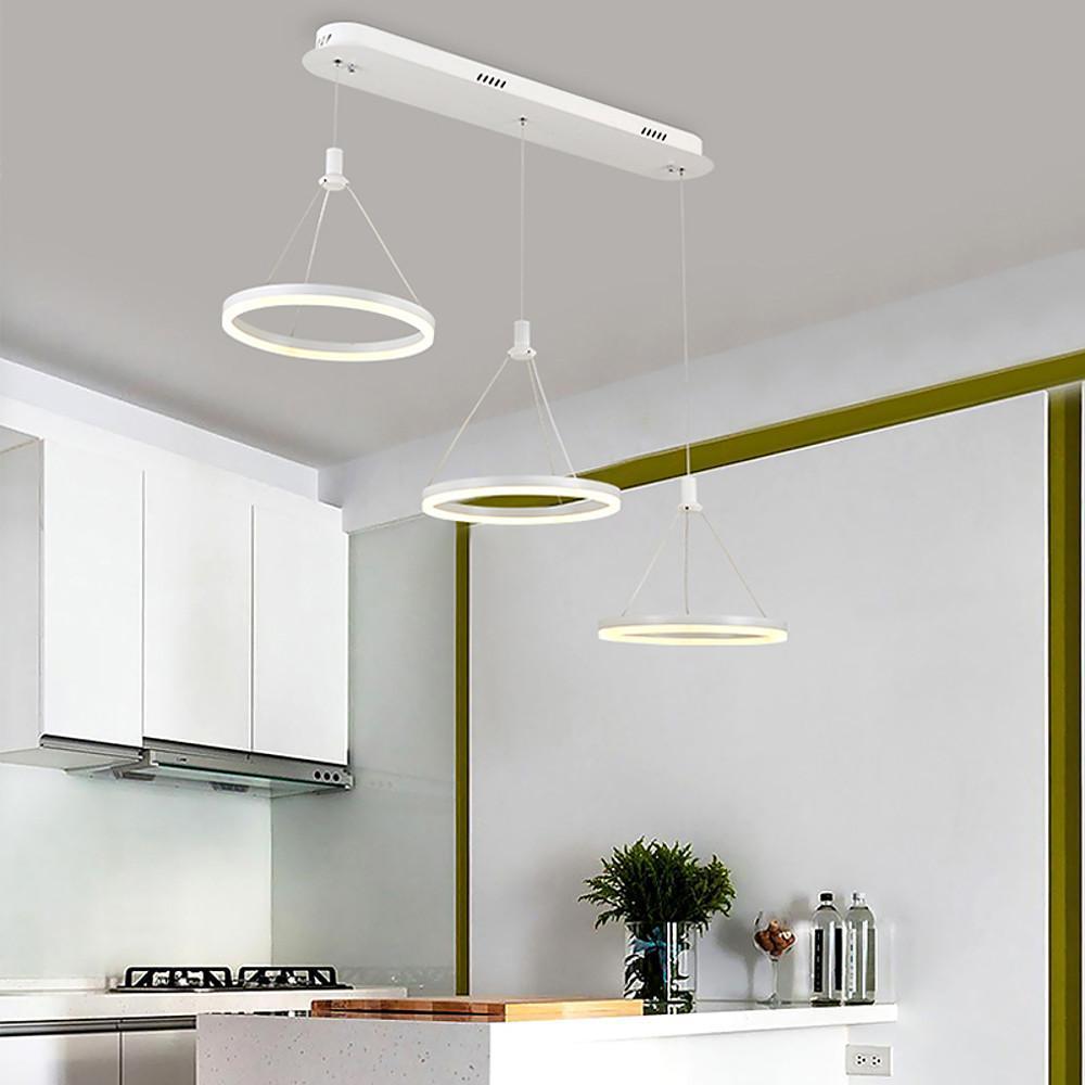 Modern 3-ring black pendant lighting in synthetic — Warm White (3000K) / Matte Black