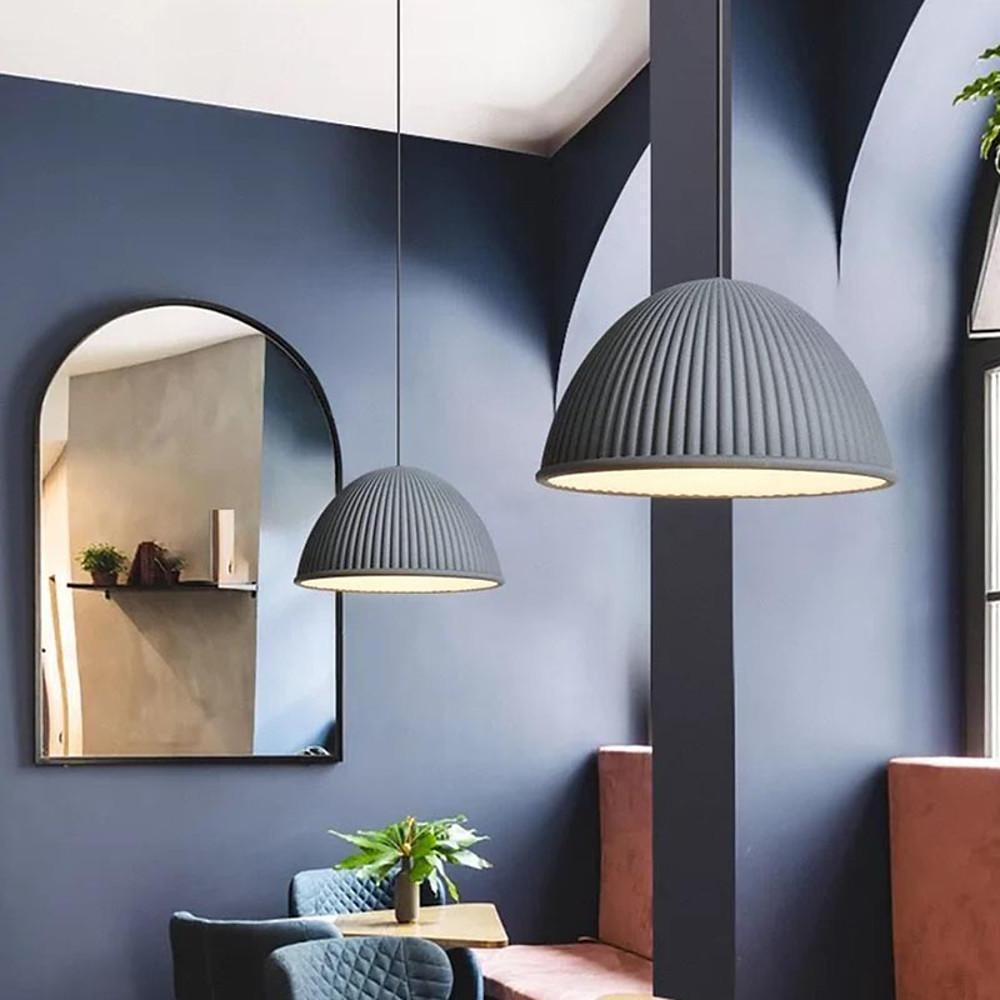 Inverted Cup Design Industrial Pendant Lighting LED Glass Metal Cement Ceiling Light-Lighom