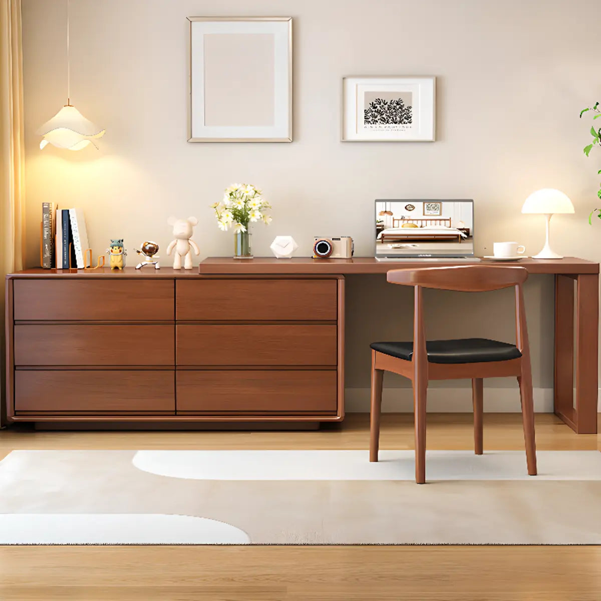 Rubberwood Butcher Block Drawer Extension Writing Desk