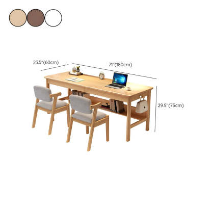 Rubberwood H-Base Double Writing Desk with Drawer