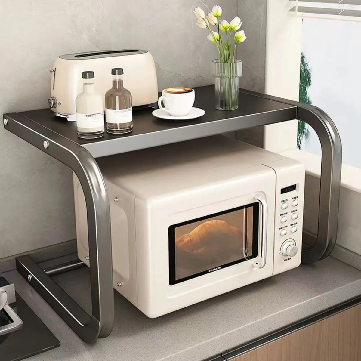Rust Resistant Metal Baker's Rack with Microwave Shelf