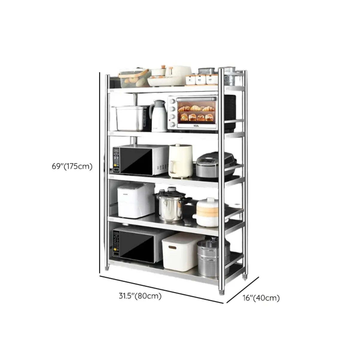 Silver Rust Resistant Stainless Steel Baker's Rack