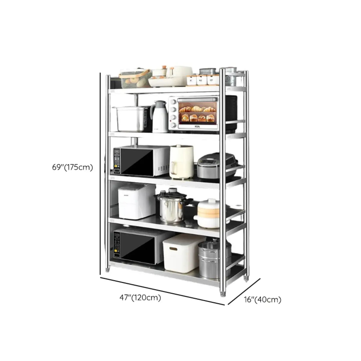 Silver Rust Resistant Stainless Steel Baker's Rack
