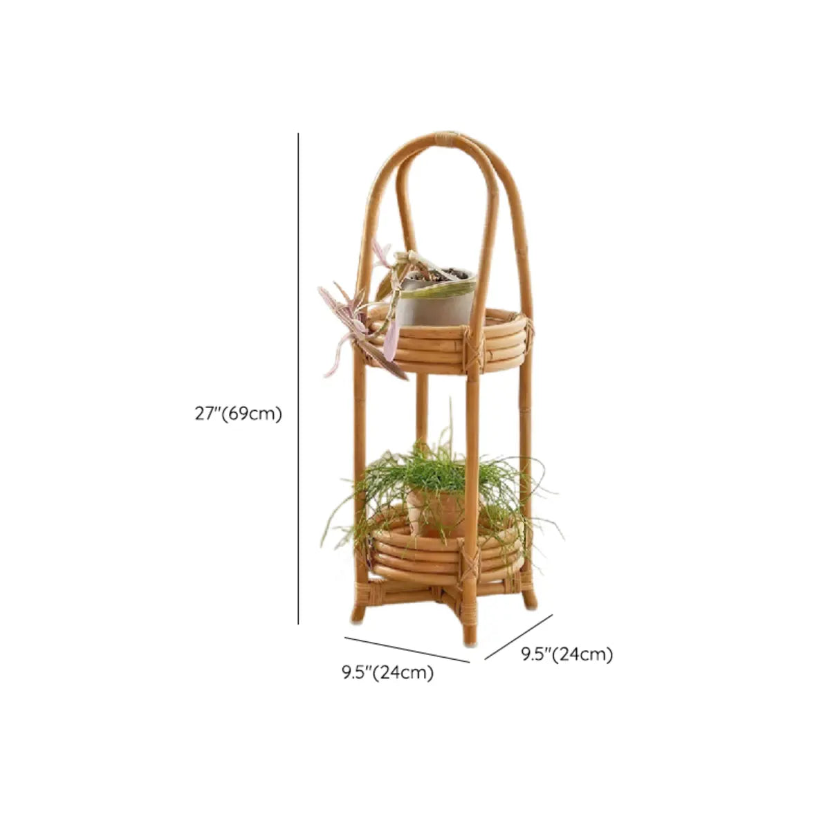 Rustic Arc Natural Wicker Round Plant Stand
