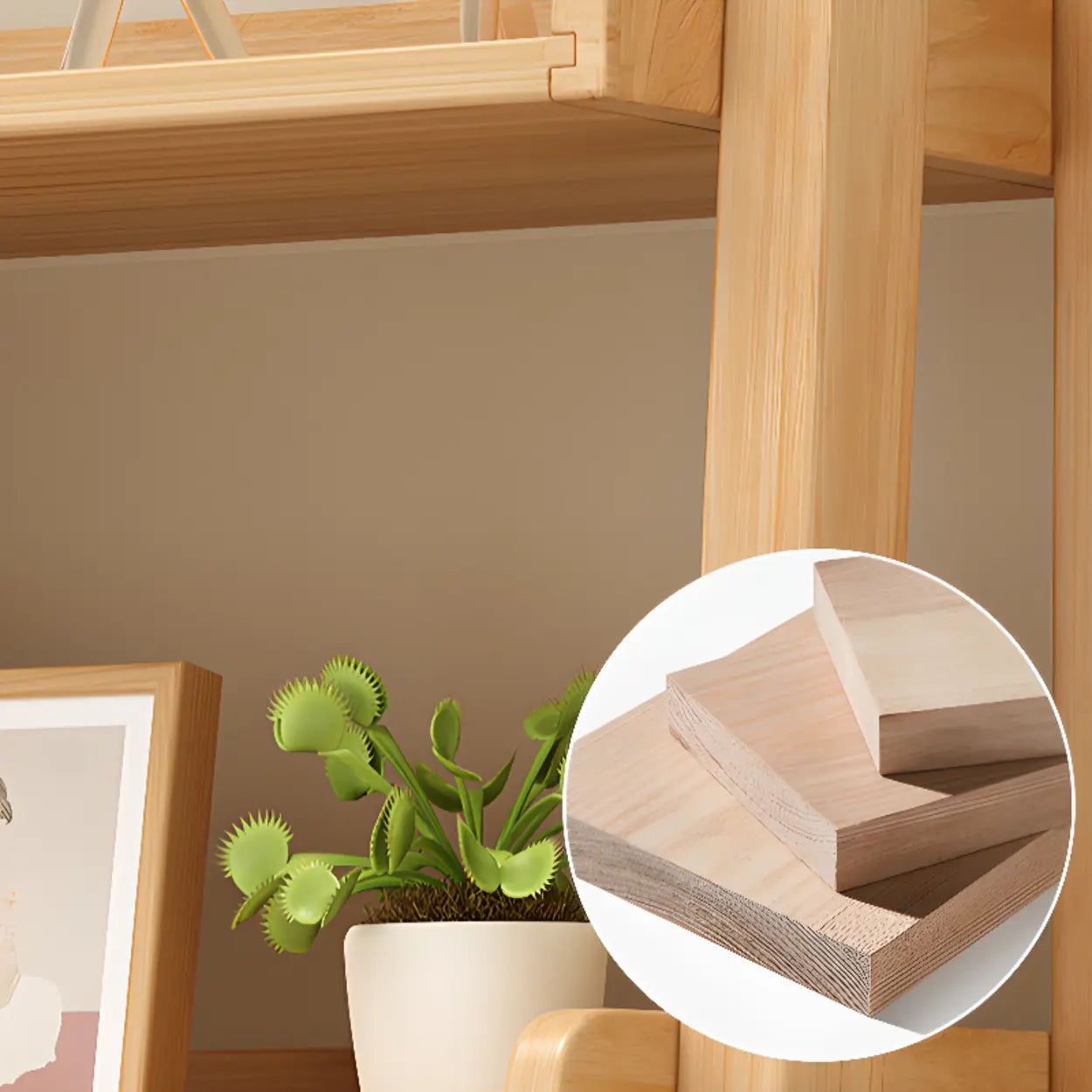 Rustic Ash Wood Ladder Bookshelf — White
