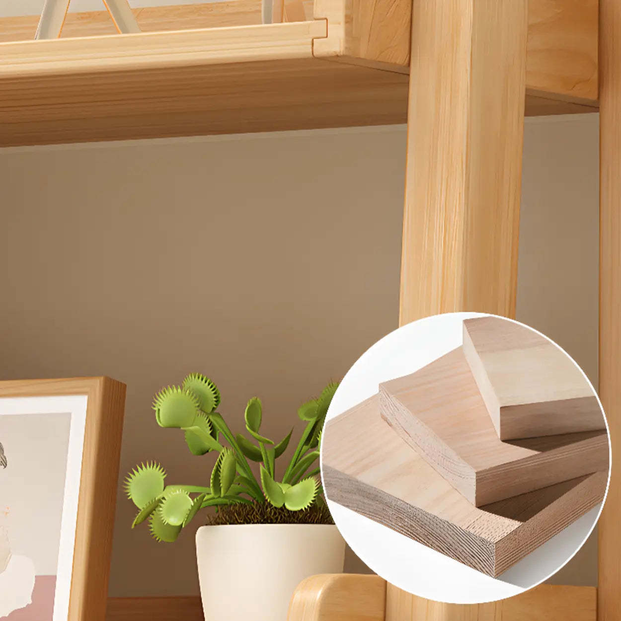 Rustic Ash Wood Ladder Bookshelf — White
