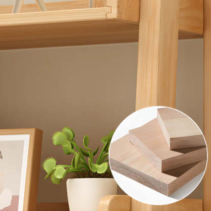 Rustic Ash Wood Ladder Bookshelf — White