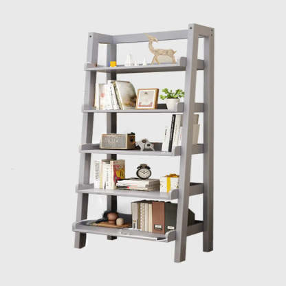 Rustic Ash Wood Ladder Bookshelf