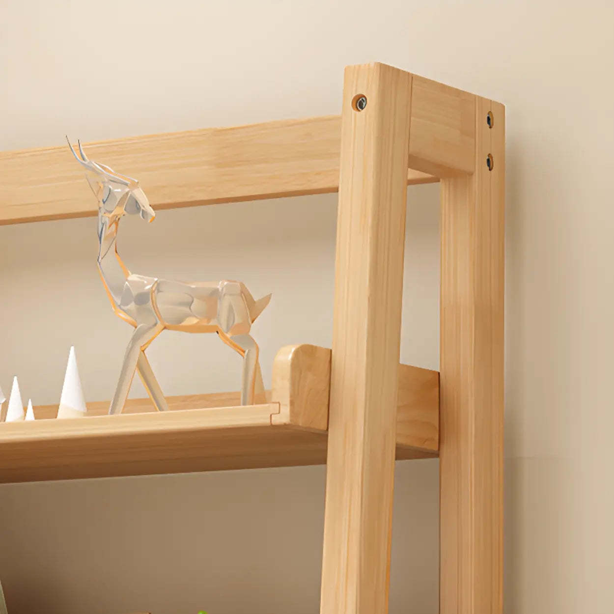 Rustic Ash Wood Ladder Bookshelf