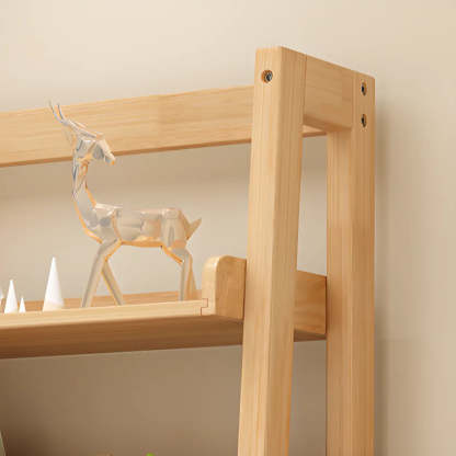 Rustic Ash Wood Ladder Bookshelf