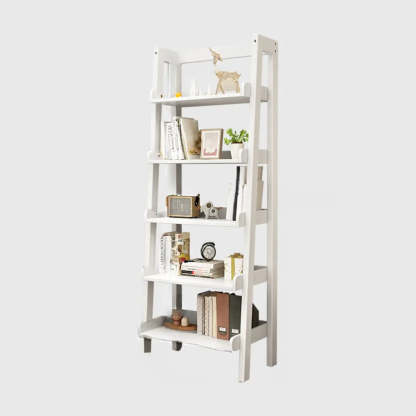 Rustic Ash Wood Ladder Bookshelf